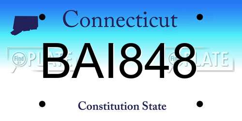 BAI848 Connecticut License Plate