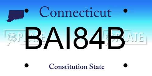 BAI84B Connecticut License Plate