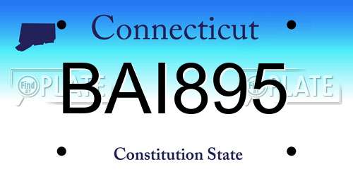 BAI895 Connecticut License Plate