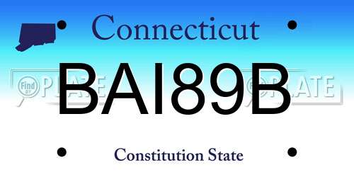 BAI89B Connecticut License Plate