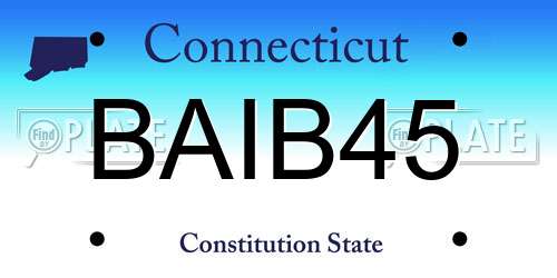 BAIB45 Connecticut License Plate