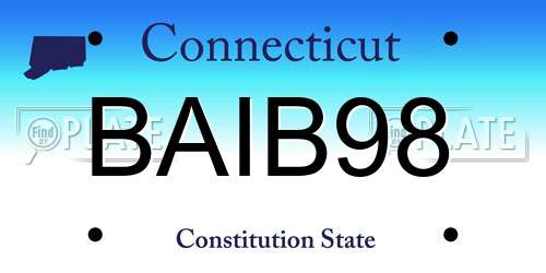 BAIB98 Connecticut License Plate