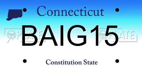 BAIG15 Connecticut License Plate