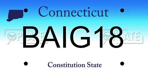 BAIG18 Connecticut License Plate