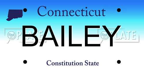 BAILEY Connecticut License Plate