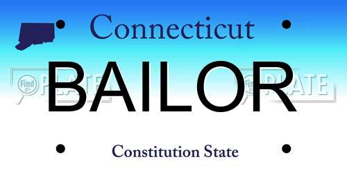 BAILOR Connecticut License Plate