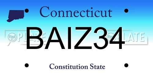 BAIZ34 Connecticut License Plate
