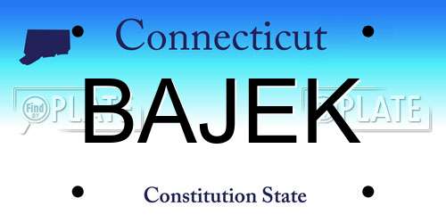 BAJEK Connecticut License Plate