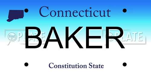 BAKER Connecticut License Plate