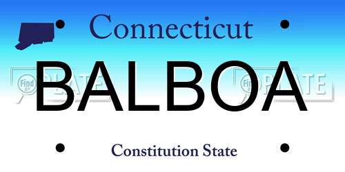 BALBOA Connecticut License Plate