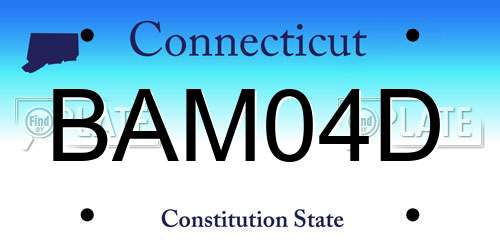 BAM04D Connecticut License Plate