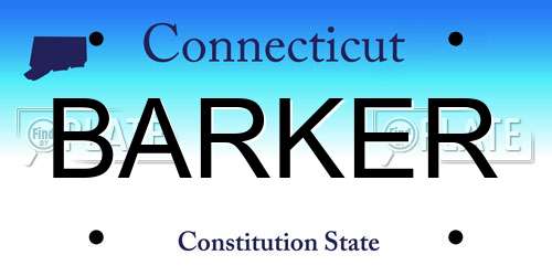 BARKER Connecticut License Plate
