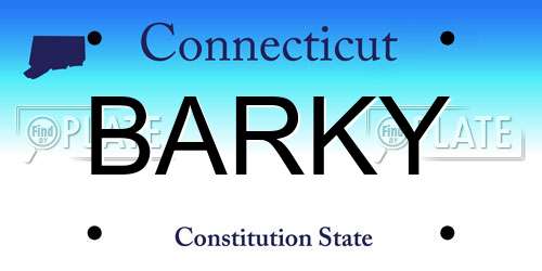 BARKY Connecticut License Plate