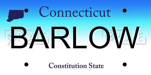 BARLOW Connecticut License Plate