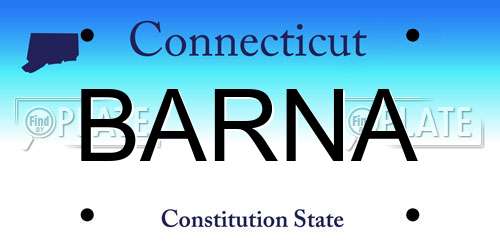 BARNA Connecticut License Plate