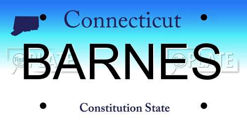 BARNES Connecticut License Plate