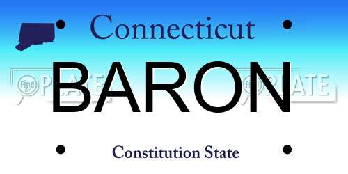 BARON Connecticut License Plate