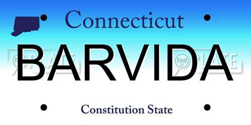 BARVIDA Connecticut License Plate