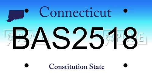 BAS2518 Connecticut License Plate