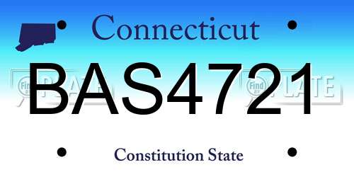 BAS4721 Connecticut License Plate