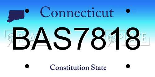 BAS7818 Connecticut License Plate