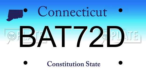 BAT72D Connecticut License Plate