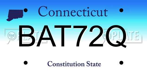 BAT72Q Connecticut License Plate