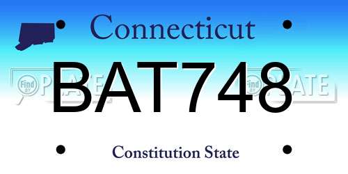 BAT748 Connecticut License Plate