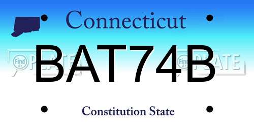 BAT74B Connecticut License Plate