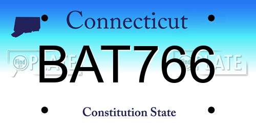 BAT766 Connecticut License Plate