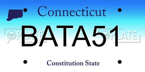 BATA51 Connecticut License Plate