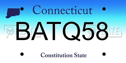BATQ58 Connecticut License Plate
