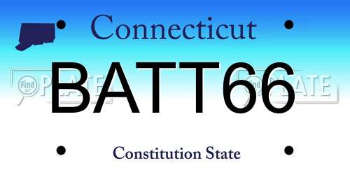 BATT66 Connecticut License Plate