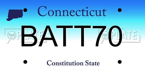BATT70 Connecticut License Plate