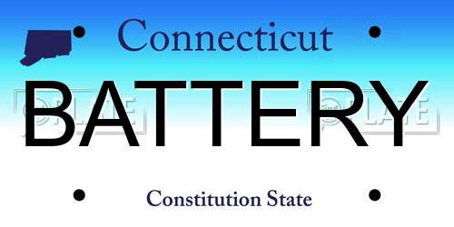 BATTERY Connecticut License Plate