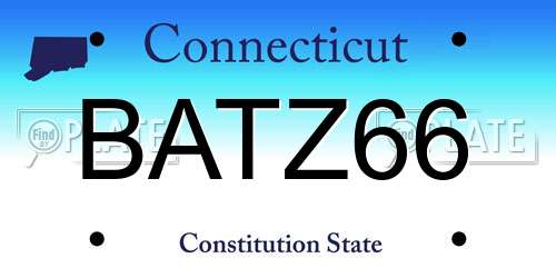 BATZ66 Connecticut License Plate