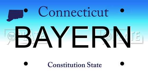 BAYERN Connecticut License Plate