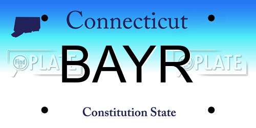 BAYR Connecticut License Plate