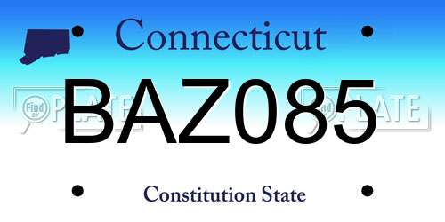 BAZ085 Connecticut License Plate
