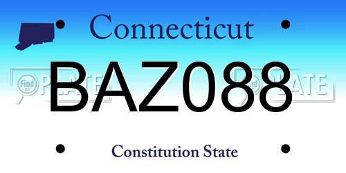 BAZ088 Connecticut License Plate