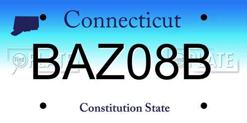 BAZ08B Connecticut License Plate