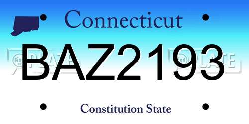 BAZ2193 Connecticut License Plate