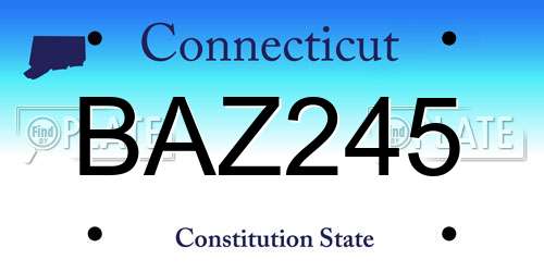 BAZ245 Connecticut License Plate