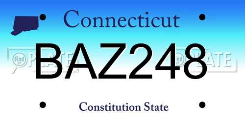 BAZ248 Connecticut License Plate