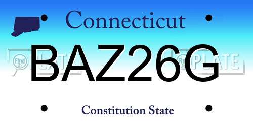 BAZ26G Connecticut License Plate