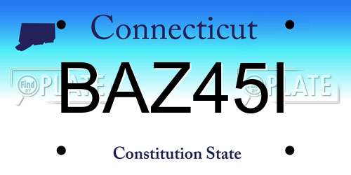 BAZ45I Connecticut License Plate