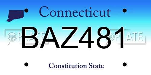 BAZ481 Connecticut License Plate