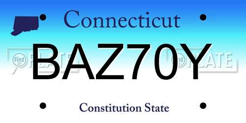 BAZ70Y Connecticut License Plate