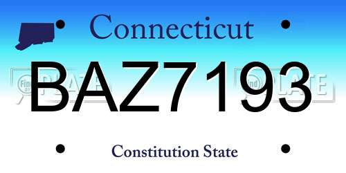BAZ7193 Connecticut License Plate