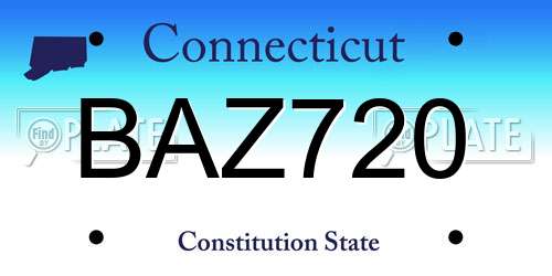 BAZ720 Connecticut License Plate